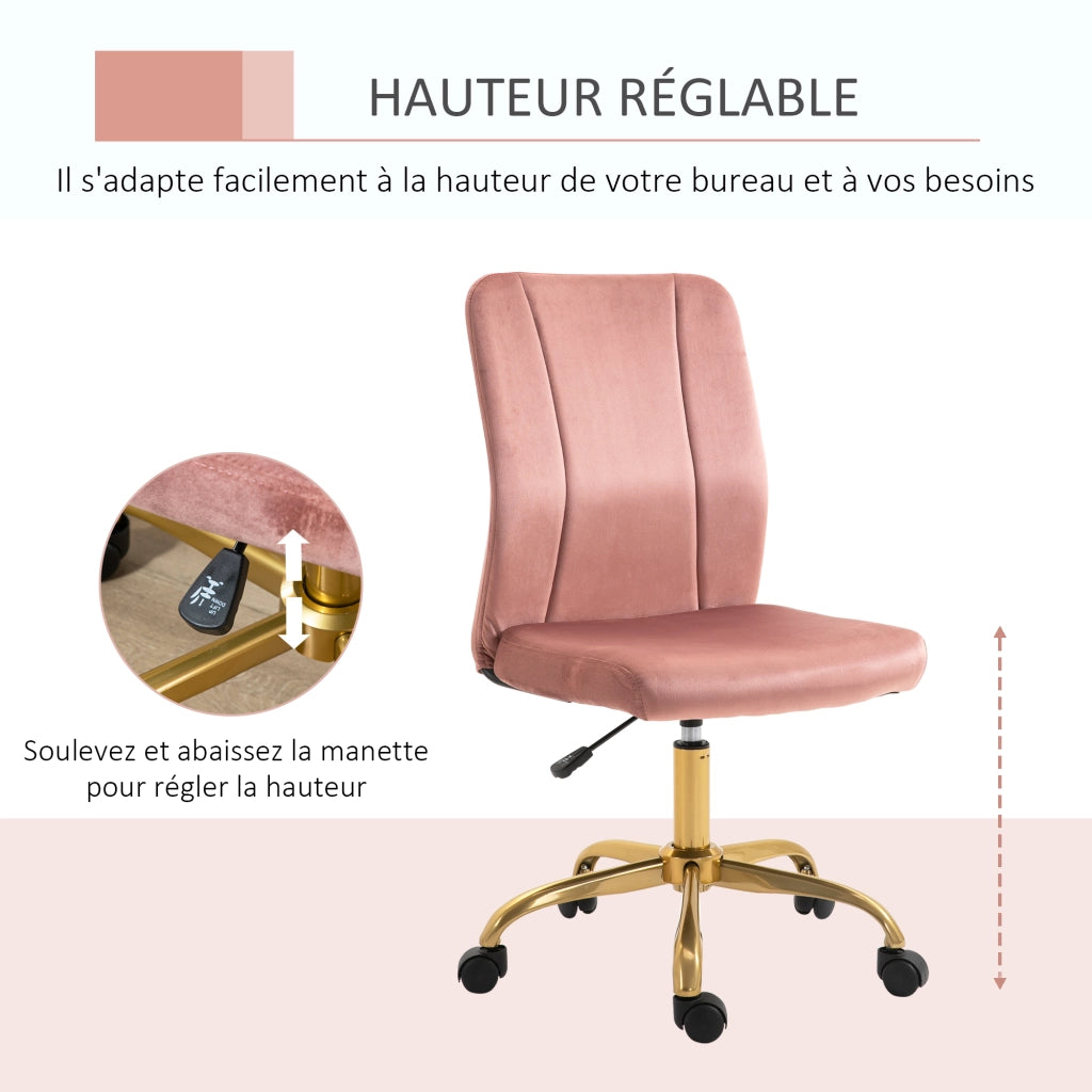 Sedia da ufficio ergonomica con rotazione 360' ¨C zephmum ¨C rosa e dorato 56x60x102 cm