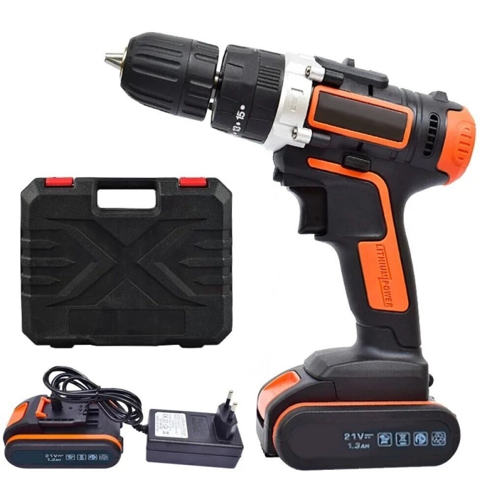 Trapano avvitatore doppia batteria a litio 21V 1.3Ah + valigetta YDS-6821S
