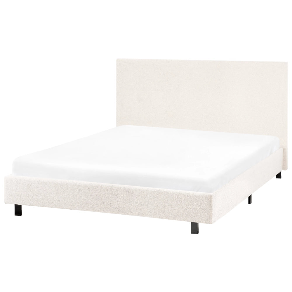 Letto con testiera piccola 120 x 200 cm in bouclé bianco sporco dal design moderno