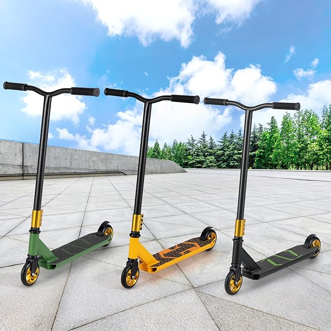 Scooter Acrobatico per Bambini, Monopattino Freestyle con 2 Ruote PU e Ampia Pedana in Alluminio, Scooter Pro per Trucchi Leggero da Strada per Bambini 10+ Anni, Carico 100 KG