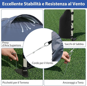 Gazebo Pieghevole 3 x 3 m, Gazebo da Esterno con Borsa con Ruote, Picchetti, Ancoraggi, Corde del Vento, Sacchi di Sabbia e Copertura Ventilata, Tendone Impermeabile per Feste (Grigio)