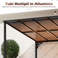 Gazebo da Esterno 305 x 400 x 264 cm, Gazebo Grande con Tetto Inclinato in Policarbonato e Struttura in Metallo, Tenda Impermeabile per Terrazzo, Giardino e Patio