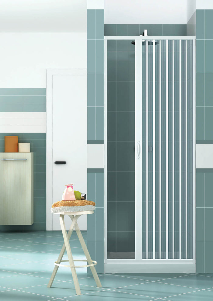 Porta Parete Doccia 120 cm 1 Anta a Soffietto in PVC H185 Caldoni Vens Bianco