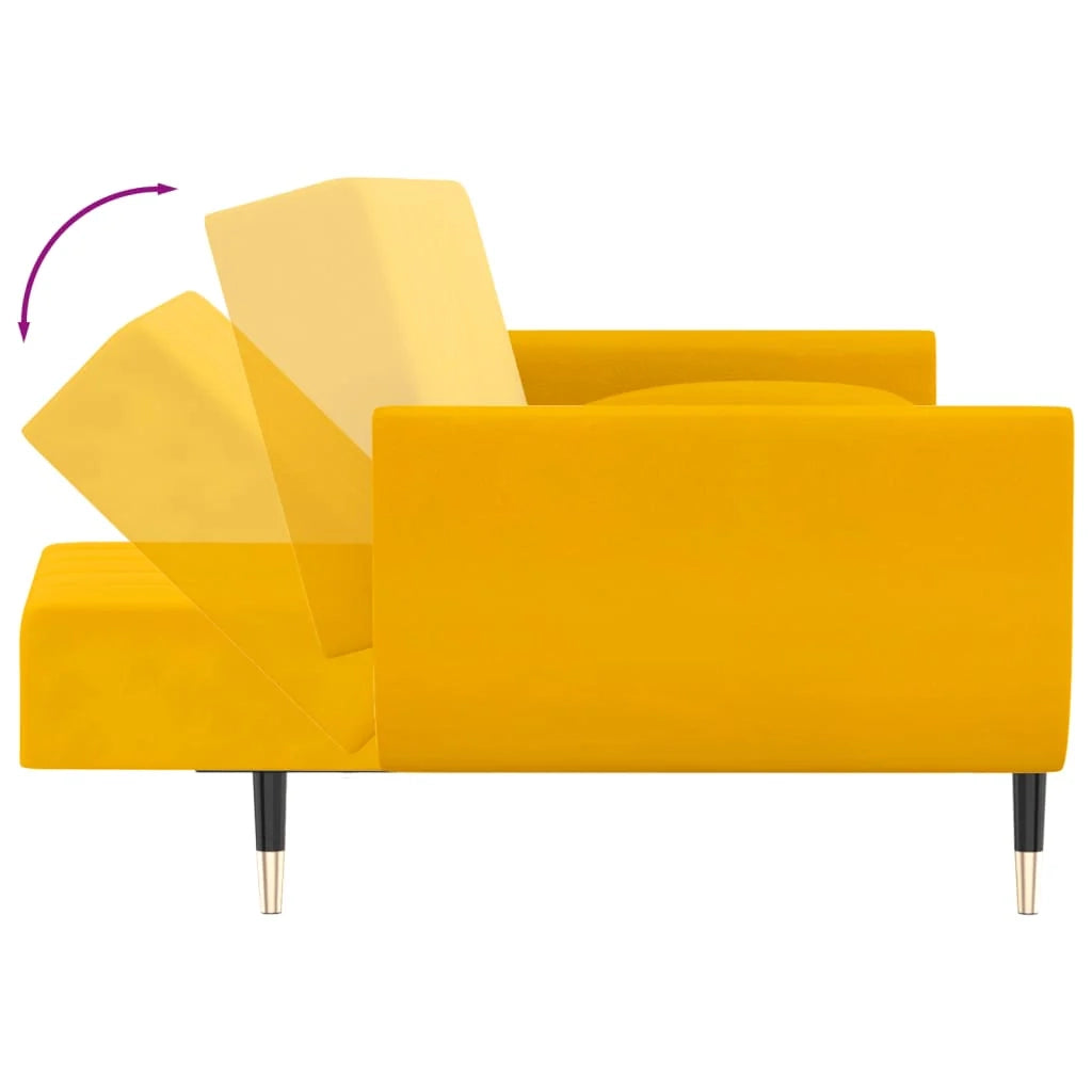 Divano letto a 2 posti soggiorno letto per ospiti trasformabile divano letto pieghevole per soggiorno interno casa posti a sedere con due cuscini velluto giallo 02_0020107