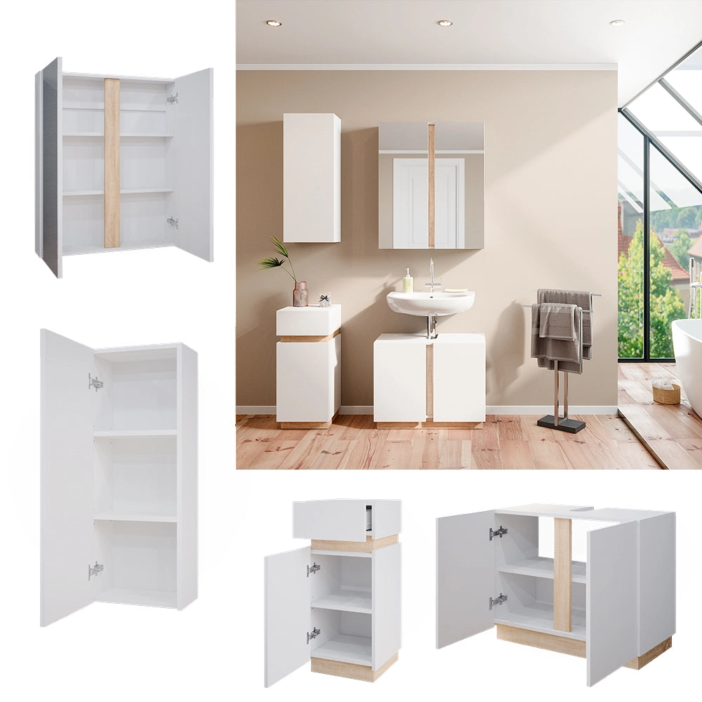 Vicco Set di mobili da bagno Bianco 4 parti