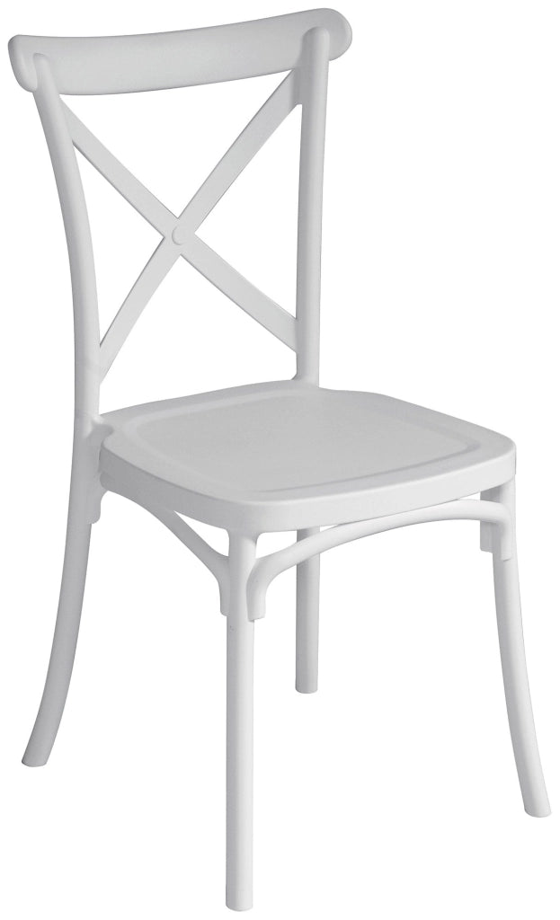 Sedia Impilabile da Giardino 47x55x90 cm in Polipropilene Bianca