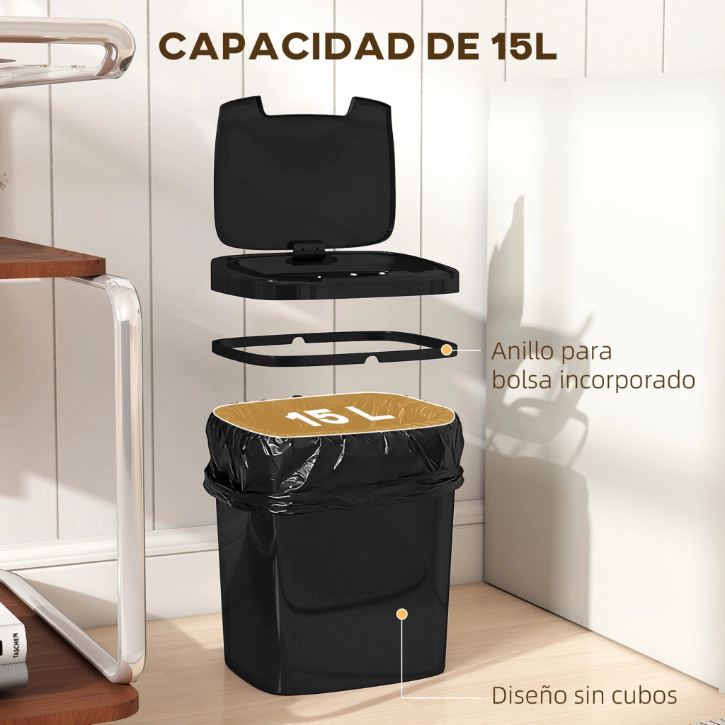 Cestino per Rifiuti Automatico 15 Litri con Sensore ¨C zephmum ¨C Nero