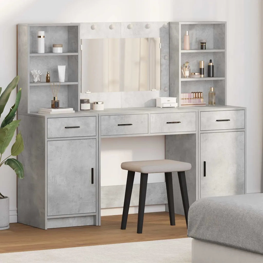 Set da tavolo da trucco con LED con porta 3 pcs Grigio cemento 3334284