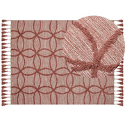 Tappeto in cotone trapunto a mano con motivo geometrico rosso 160 x 230 cm camera da letto soggiorno