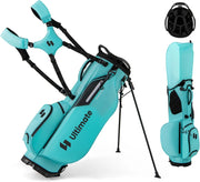 Borsa da Golf con Divisori Superiori a 8 Vie & 5 Tasche con Cerniera, Tracolla Regolabile a Doppia Spalla, Cappuccio Antipioggia e Portombrelli, Sacca da Golf per Donna e Uomo
