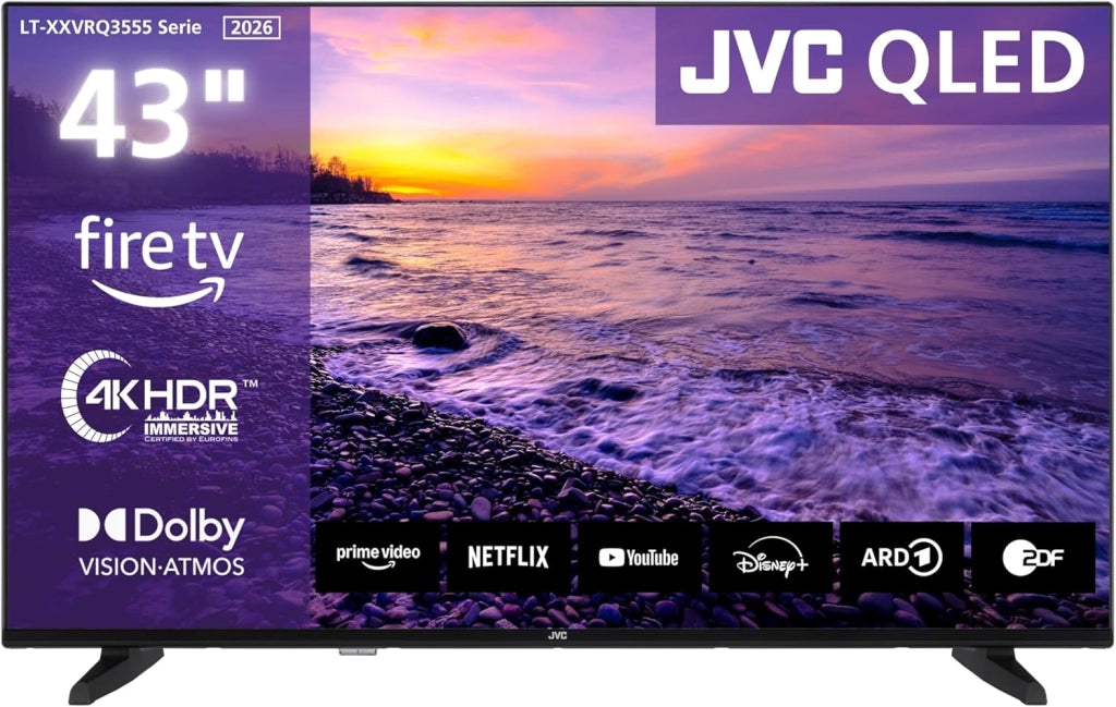 TV 43 Pollici Fire TV 4K QLED Smart TV con Dolby Vision HDR, Dolby Atmos, Controllo vocale Alexa e Triple Tuner, TV UHD LT-43VRQ3555 (2026)