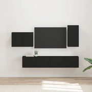 Set di Mobiletto da TV a Parete 4 pcs Nero Legno multistrato