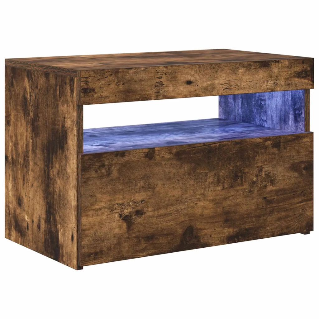 Mobile Porta TV con Luci LED Rovere Fumo 60x35x40 cm 815678