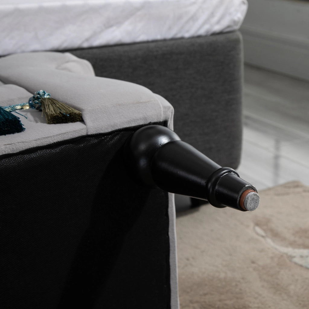 Panca Imbottita con Braccioli e Struttura in Legno ¨C zephmum ¨C Grigio Chiaro 117x40x58