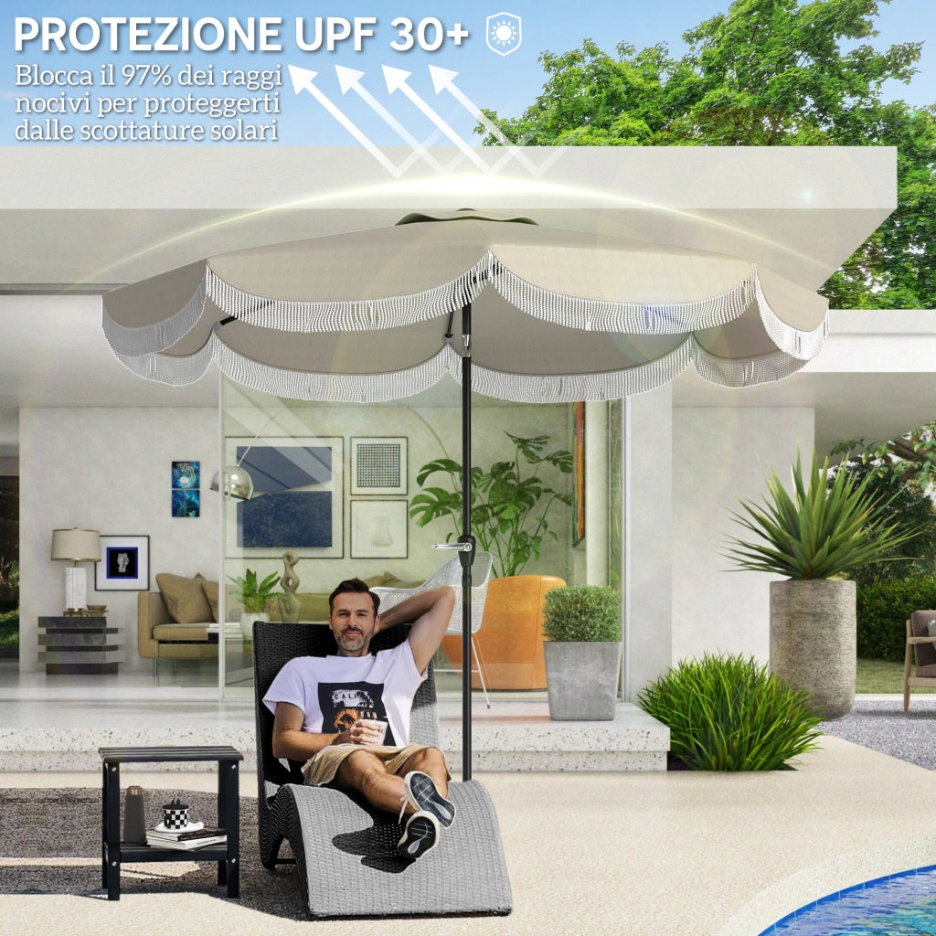 Ombrellone da Giardino Rotondo con Manovella ¨C zephmum ¨C Grigio Chiaro 2.7x2.4 m