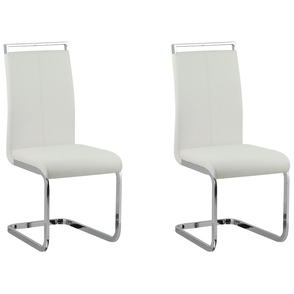 Set di 2 sedie da pranzo bianche con sedile imbottito in ecopelle con schienale alto per sale conferenze a sbalzo moderne