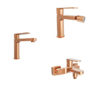 Set miscelatori lavabo 16cm bidet miscelatore esterno vasca rame spazzolato | Margot