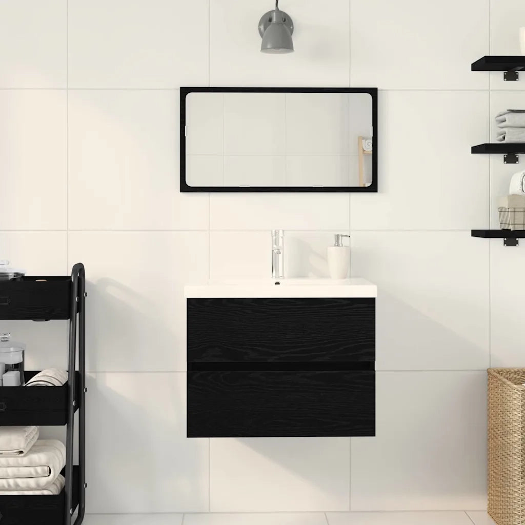 Armadio per Lavabo da Bagno Rovere Nero 60 x 39 x 62 cm 3333143