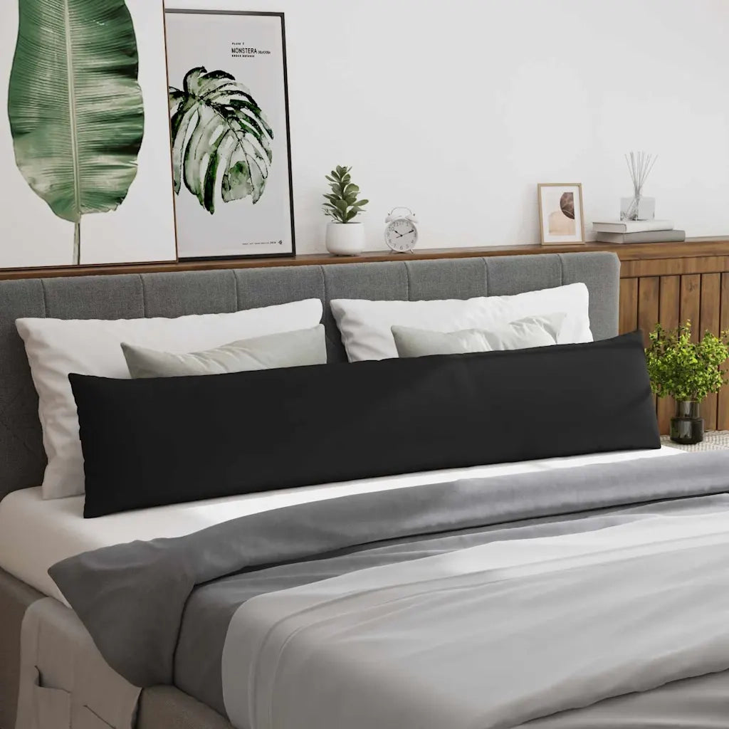 Cuscini da Divano 2 pcs Nero 200 x 40 cm Tessuto