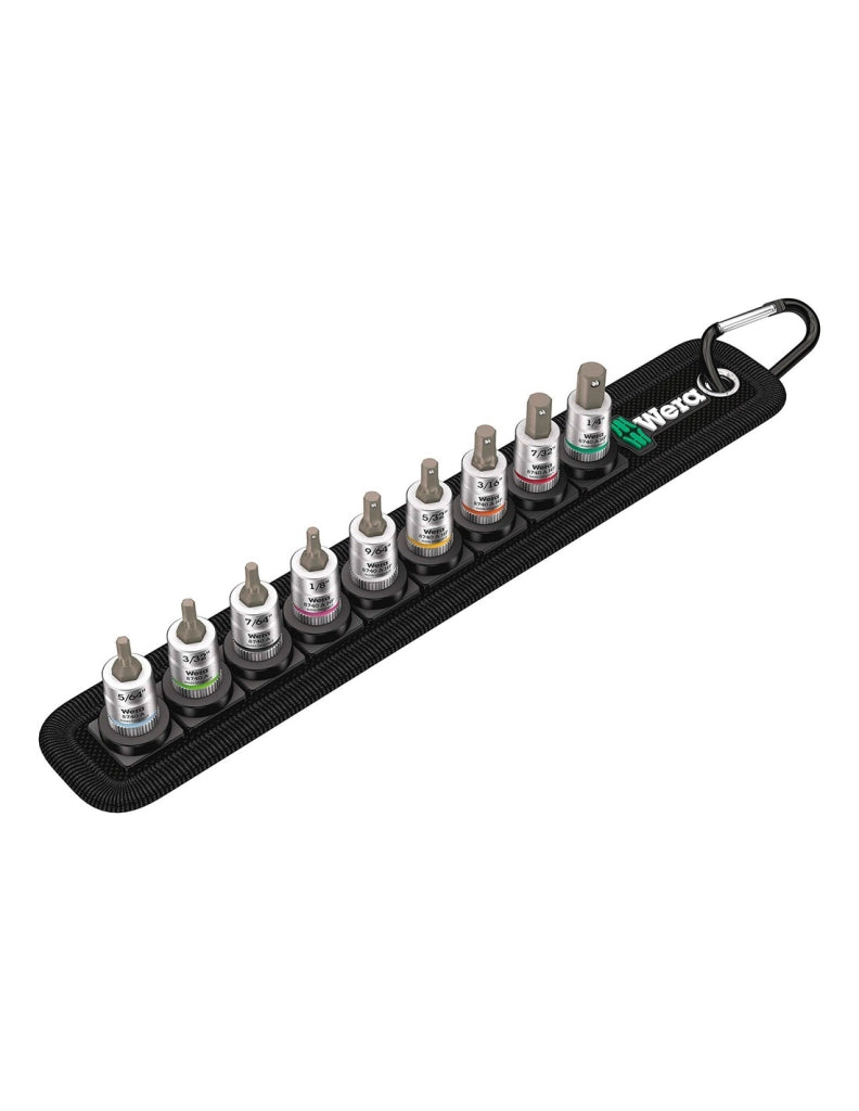 Set di 9 inserti-bussole Zyklop 1/4" con funzione di ritegno WERA Belt A Imperial 1
