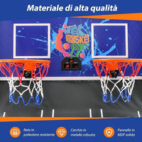 Macchina da Pallacanestro Elettronica, Canestro Basket da Camera a Doppio Tiro Pieghevole con Punteggio Elettronico, 4 Palle, 8 Modalità di Gioco e 2 Canestri (Blu)