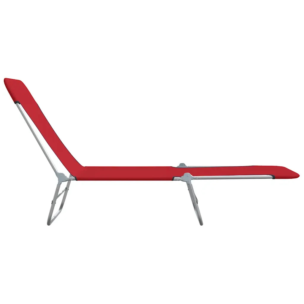 Lettini Prendisole Pieghevoli 2 pz in Acciaio e Tessuto Rosso 44301