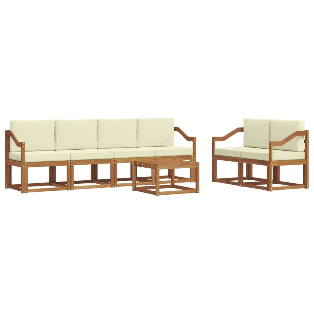 Set di divani da esterno con cuscino 7 pcs Naturale e Crema 3366058