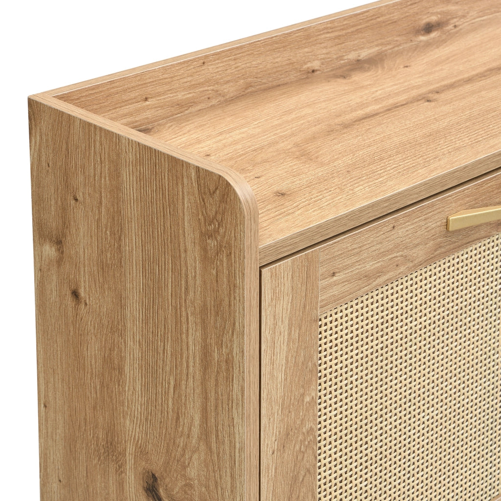 Scarpiera con 4 Ante e Ripiano Superiore; Struttura in Metallo; Stile Naturale; in MDF; Effetto Legno; 108;5×24×100 cm