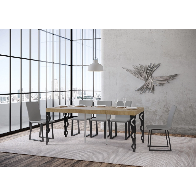 Consolle allungabile 90x40/196 cm Karamay Small Premium telaio Antracite - Quercia Natura
