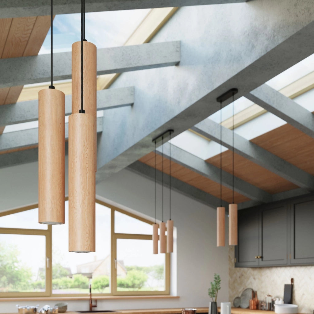 Lampadario CASANO Pure Lume 3 luci GU10 legno nero