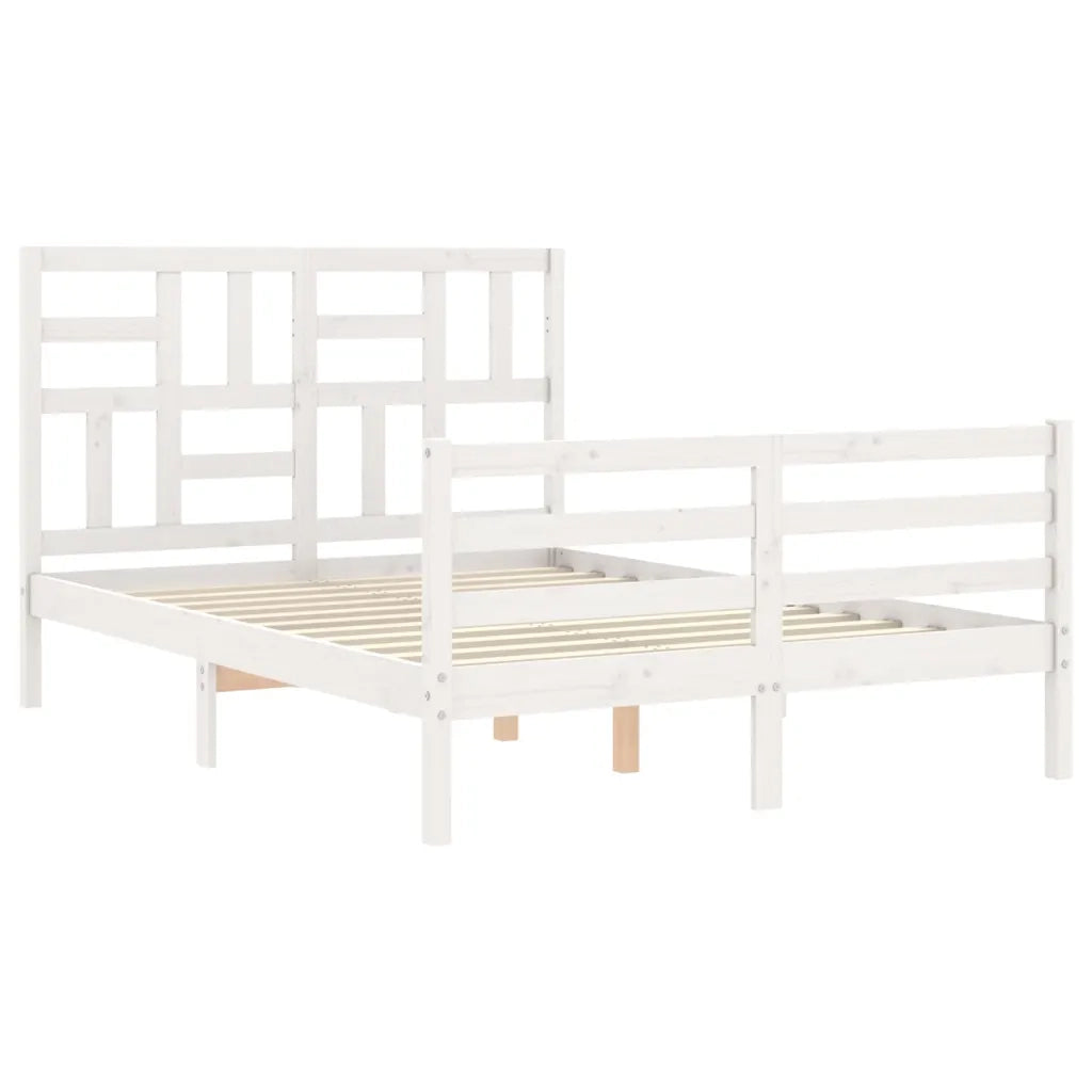 Giroletto con Testiera-Struttura Letto con testiera Bianco 140x200 cm in Legno Massello 734385