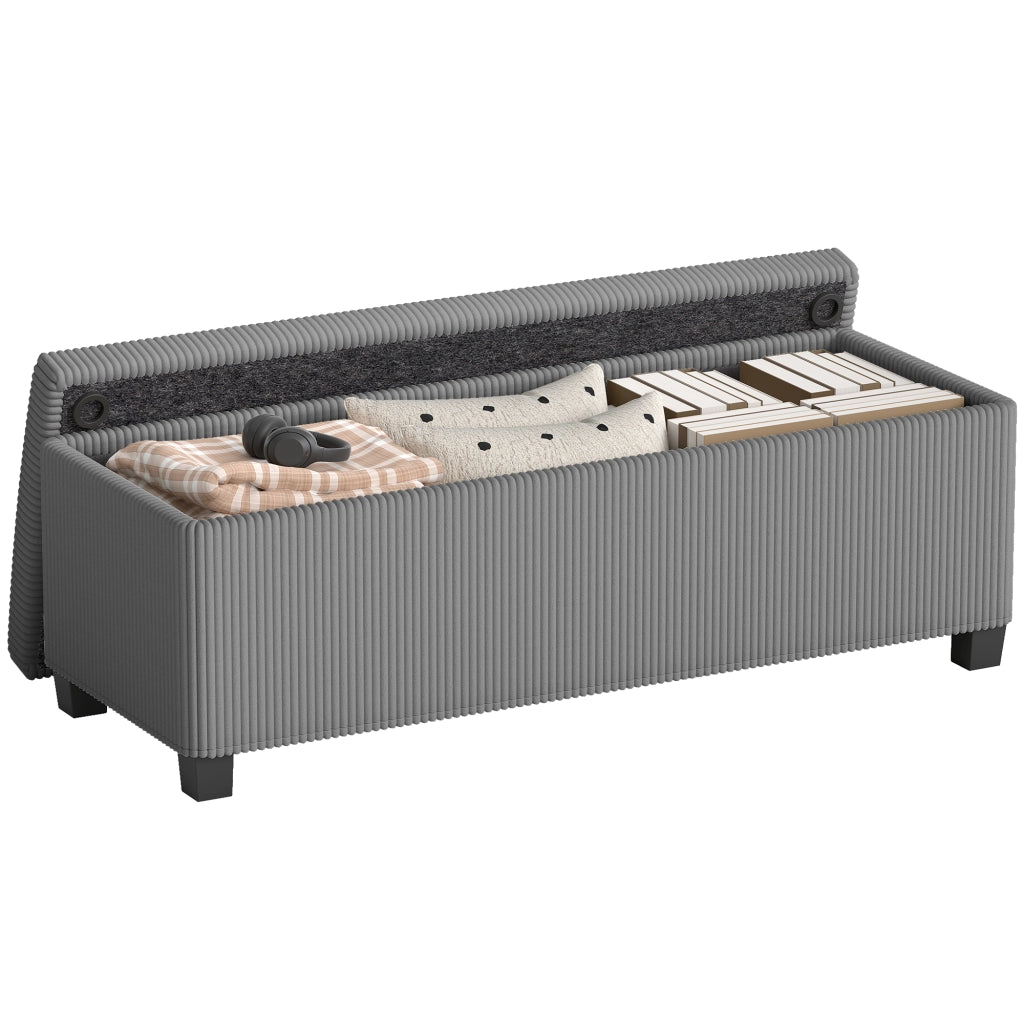 Divano con contenitore ¨C zephmum ¨C Tessuto cord, Grigio