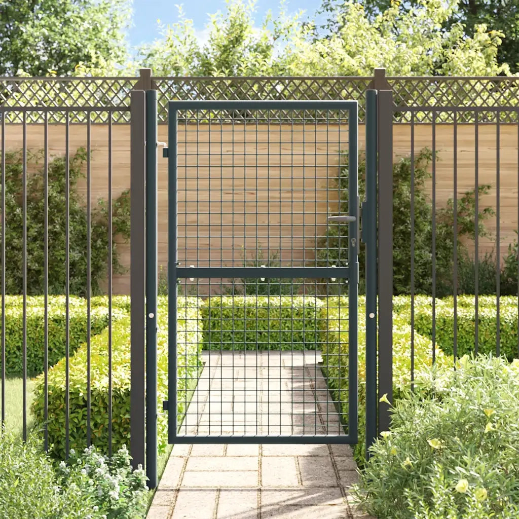 Cancello per Giardino in Acciaio Zincato Grigio 100x200 cm  cod mxl 45485