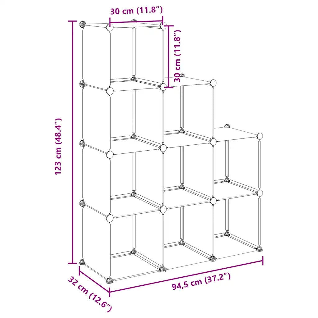 Organizzatore Portaoggetti con 9 Cubi Trasparenti in PP CFW7808895