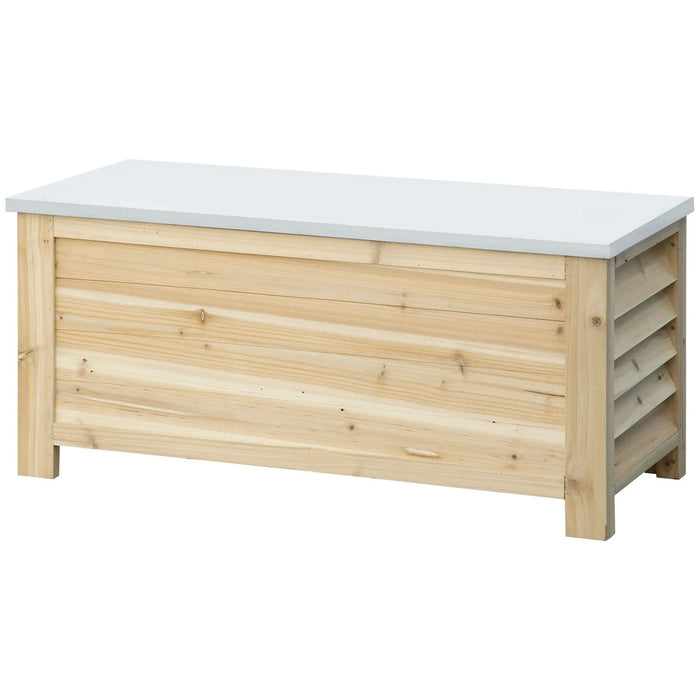 Baule da Esterno 110x50x50 cm Capacità da 155L con Coperchio e 2 Ammortizzatori in Metallo e Legno