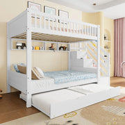Letto a castello 90x200 cm con letto estraibile e armadio in pino e MDF bianco