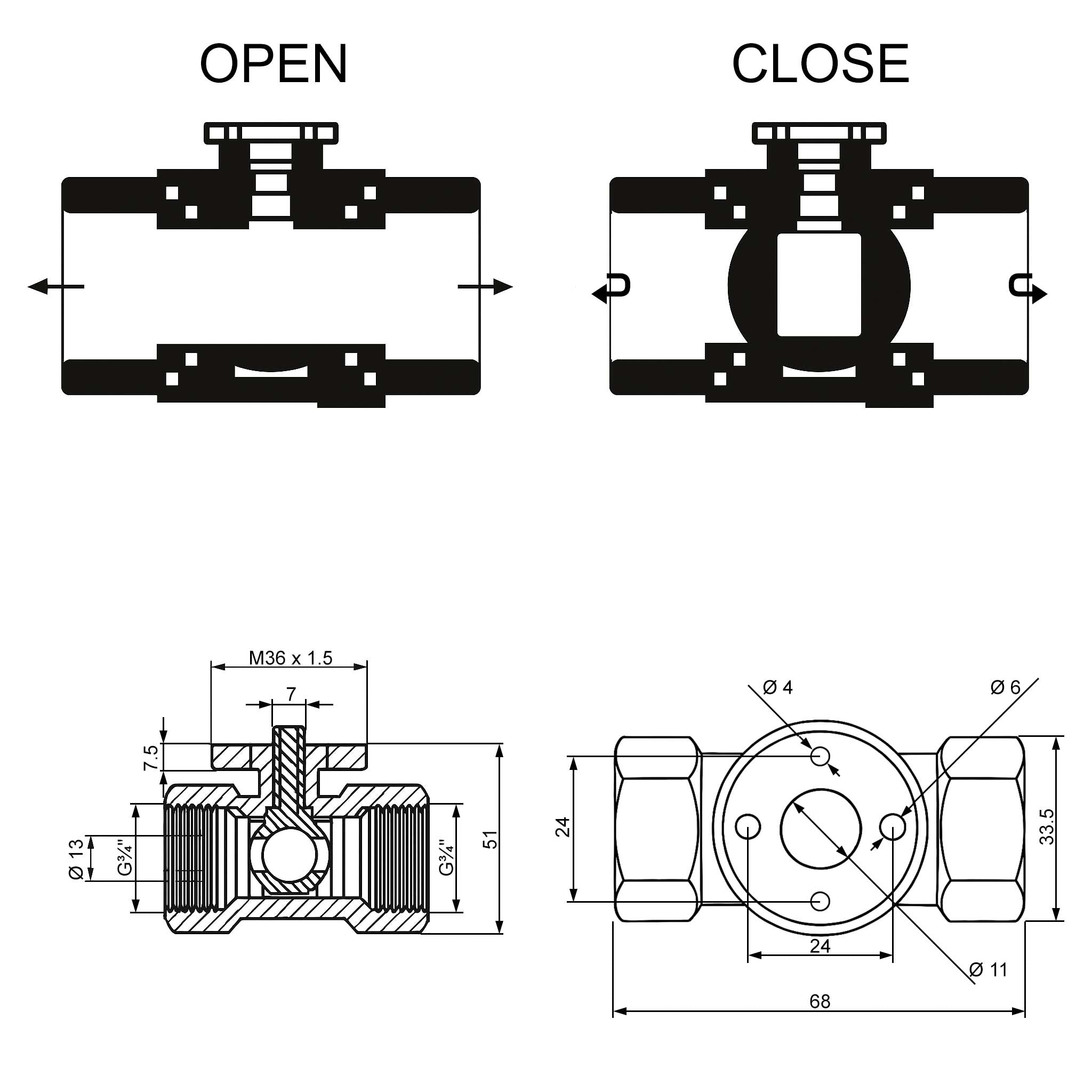 Valvola di zona motorizzata a due vie serie DQ220 220VAC DN20 26.9 mm (3/4")