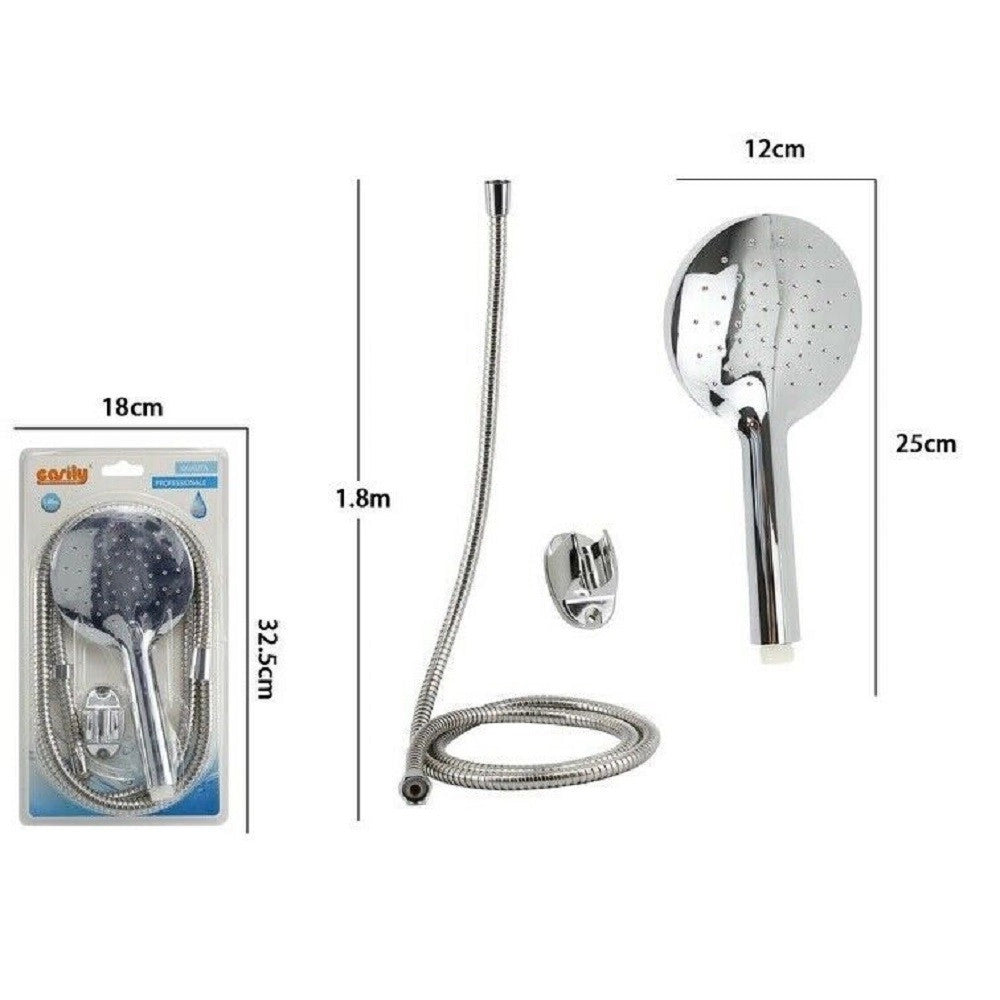 Trade Shop - Kit Doccetta Tonda Doccino Soffione Doccia Con Laccio 1,8 Mt Staffa Bagno 59228 -