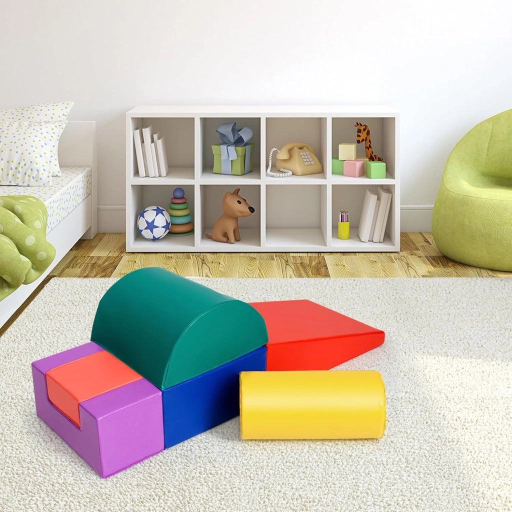 Set di 6 Blocchi per Bambini con Diverse Forme e Colori, Centro Attività Palestrina Giocattolo per Arrampicata e Strisciamento (Viola)