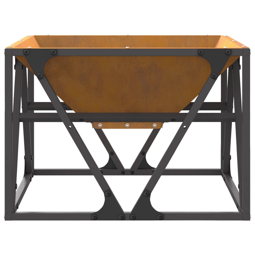 Focolare Quadrato 50x50x35 cm Acciaio Antiruggine