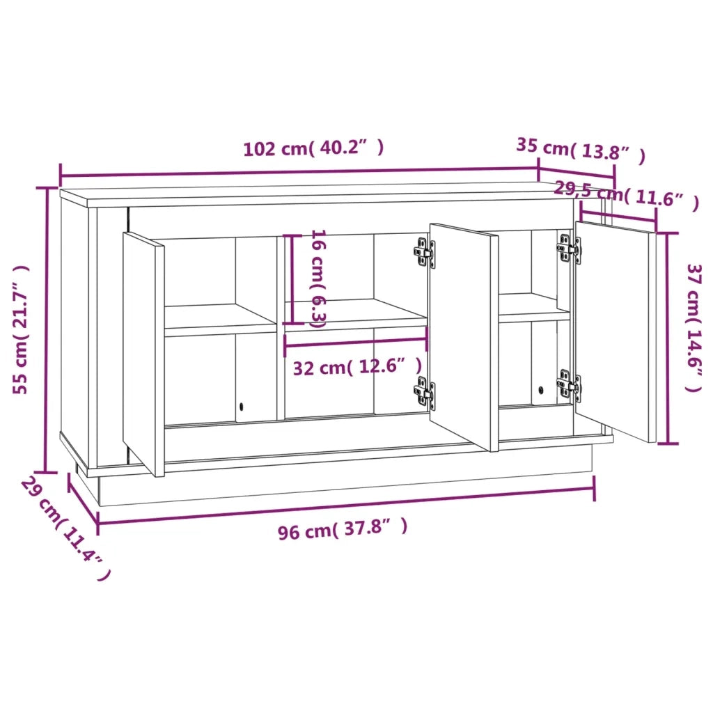 Credenza Grigio Cemento 102x35x55 cm in Legno Multistrato 831889