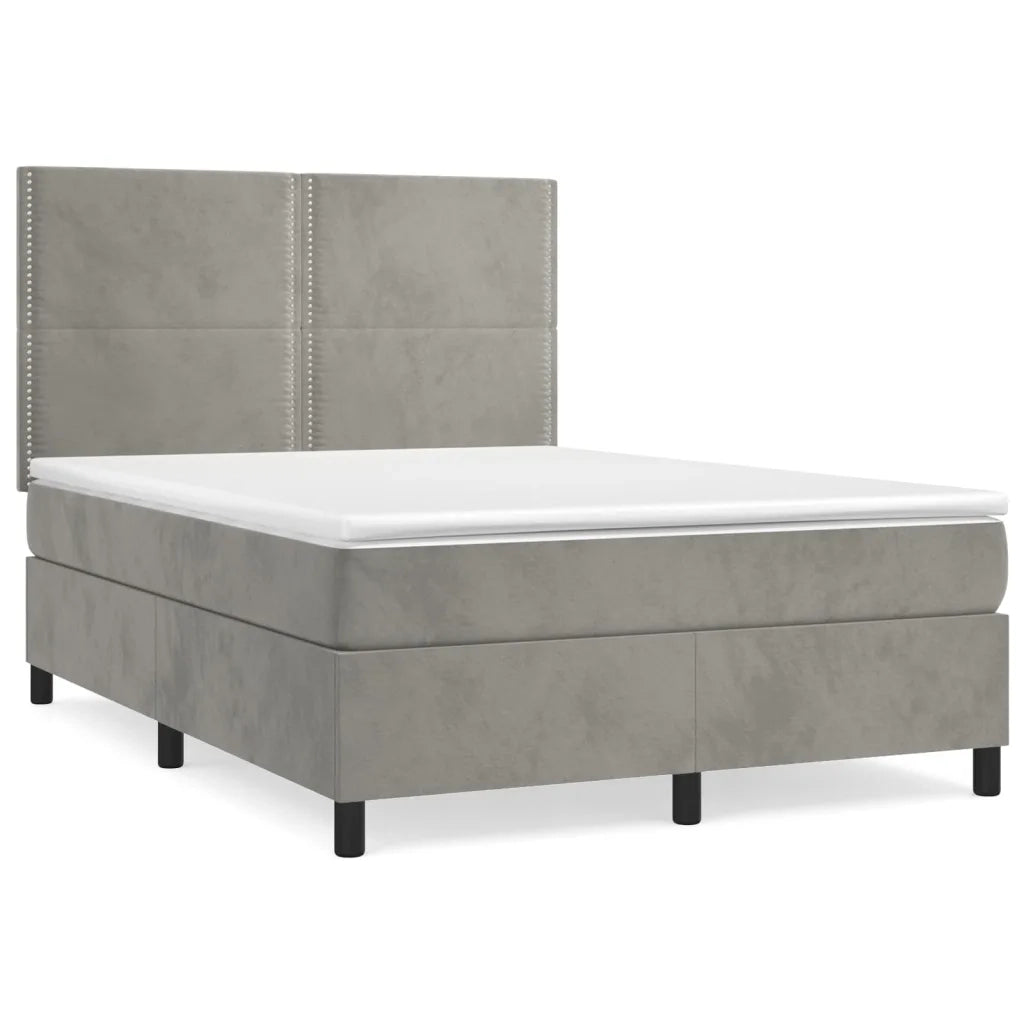 Giroletto a Molle con Materasso Grigio Chiaro 140x190cm Vellutocod mxl 75810