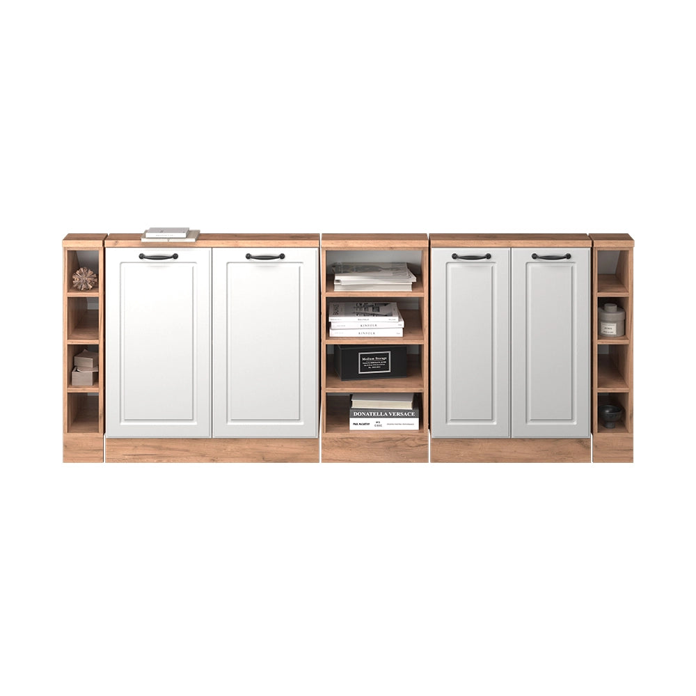 Set di mobili sottotetto Rion Bianco rustico/Rovere dorato Set di 5 Vicco