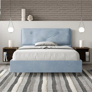 Letto imbottito Letto Matrimoniale alla Francese 140x210 cm Large - Con rete,Microfibra,Azzurro
