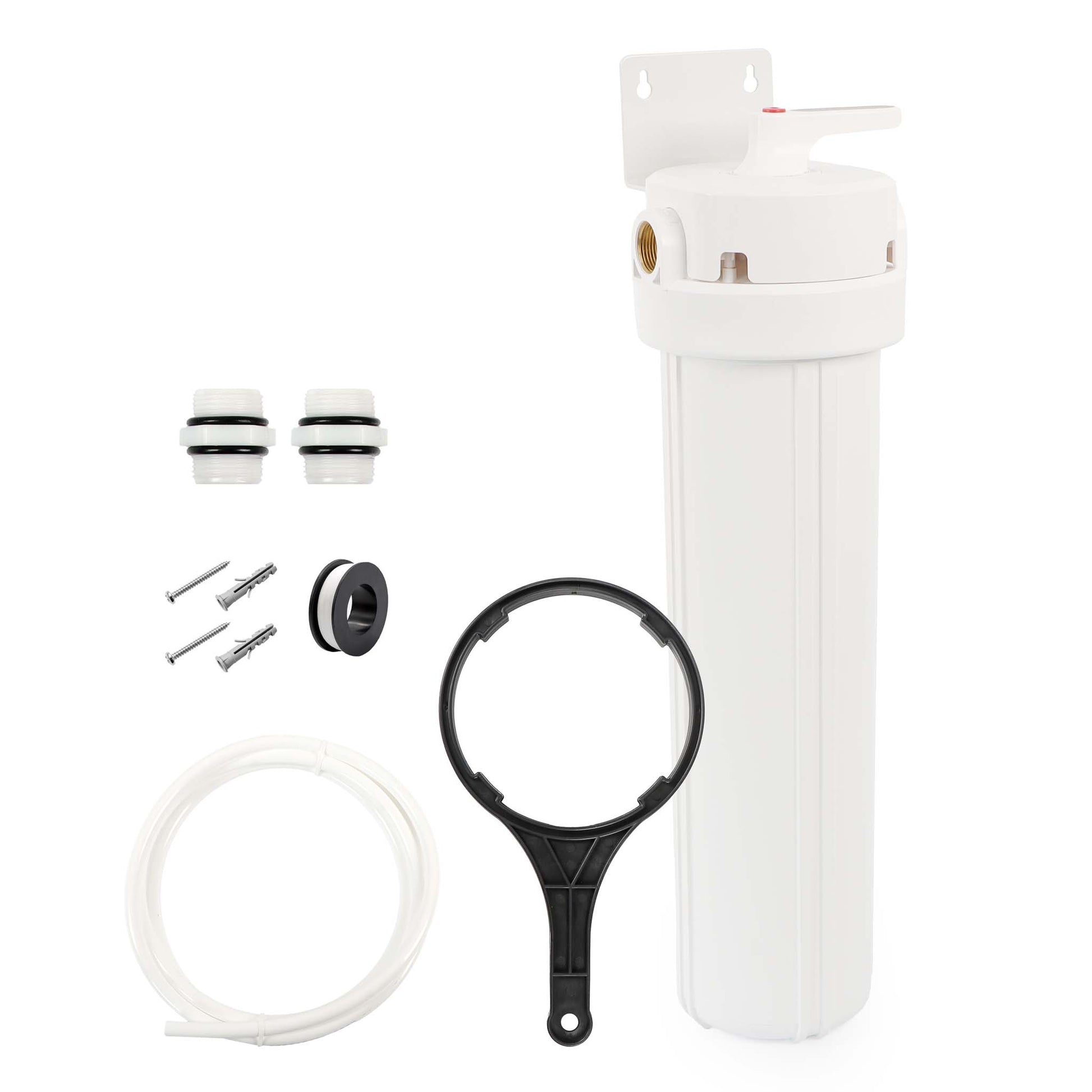 Naturewater Prefiltro, filtro a cartuccia da 20" in PP, per acqua potabile con funzione di controlavaggio, pressione di esercizio 1,5-5 bar, filtraggio acqua domestica