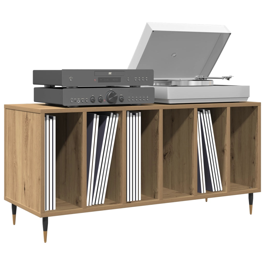Armadio per dischi  in rovere artigianale 100x38x48 cm in legno ingegnerizzato
