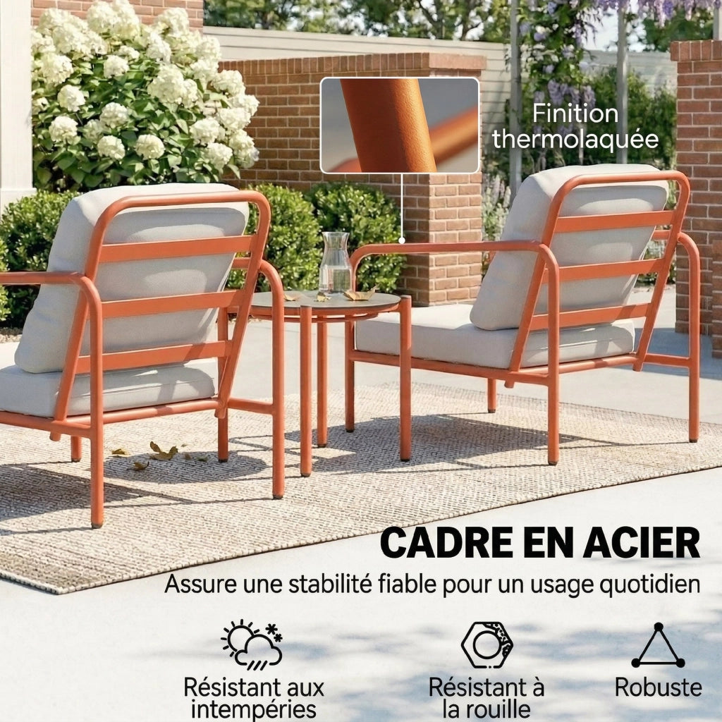 Set Salotto da Giardino 3 Pezzi con 2 Poltrone e Tavolino ¨C zephmum ¨C Grigio Antracite 63x77x76 cm