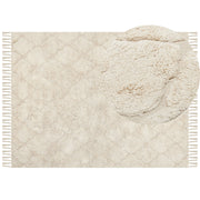 Tappeto Beige in Cotone 160 x 230 cm Minimalista Trapuntato Shaggy motivo Geometrico soggiorno camera da Letto