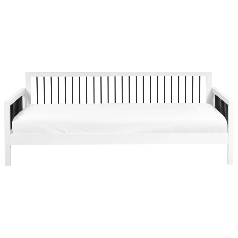 Divano letto 90 x 200 cm con struttura a doghe legno bianco e metallo elegante giardino
