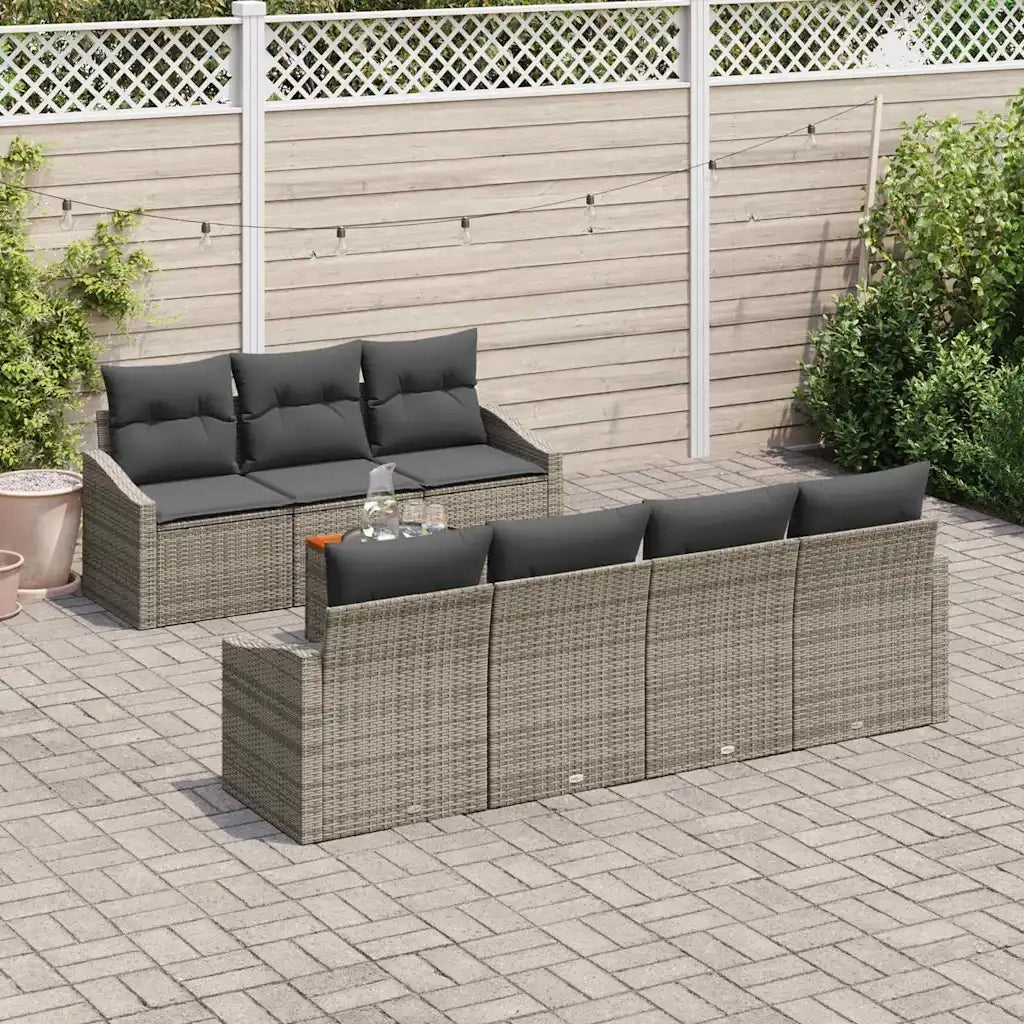 Set Divano da Giardino 8 pcs Grigio polyrattan